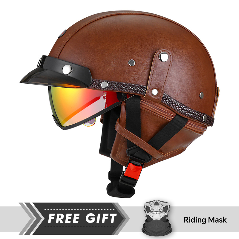 Motorcycle Gear In Store - Adulte rétro demi-visage casque DOT moto